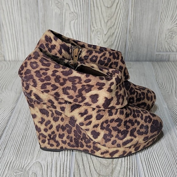 Madden Girl Elsiie Animal Print Wedge Ankle Bootie